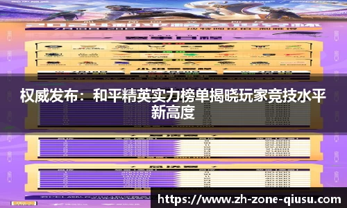 权威发布：和平精英实力榜单揭晓玩家竞技水平新高度